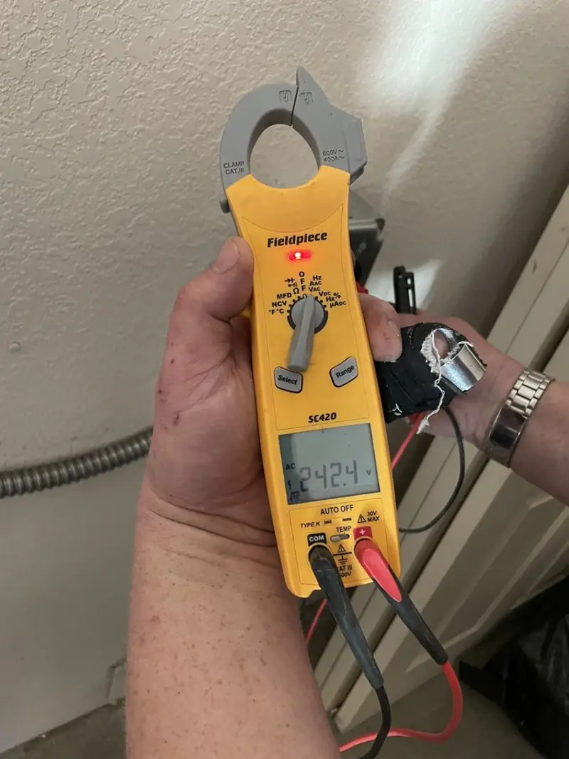 Voltage testing with clamp meter during Generator Installation in Merced